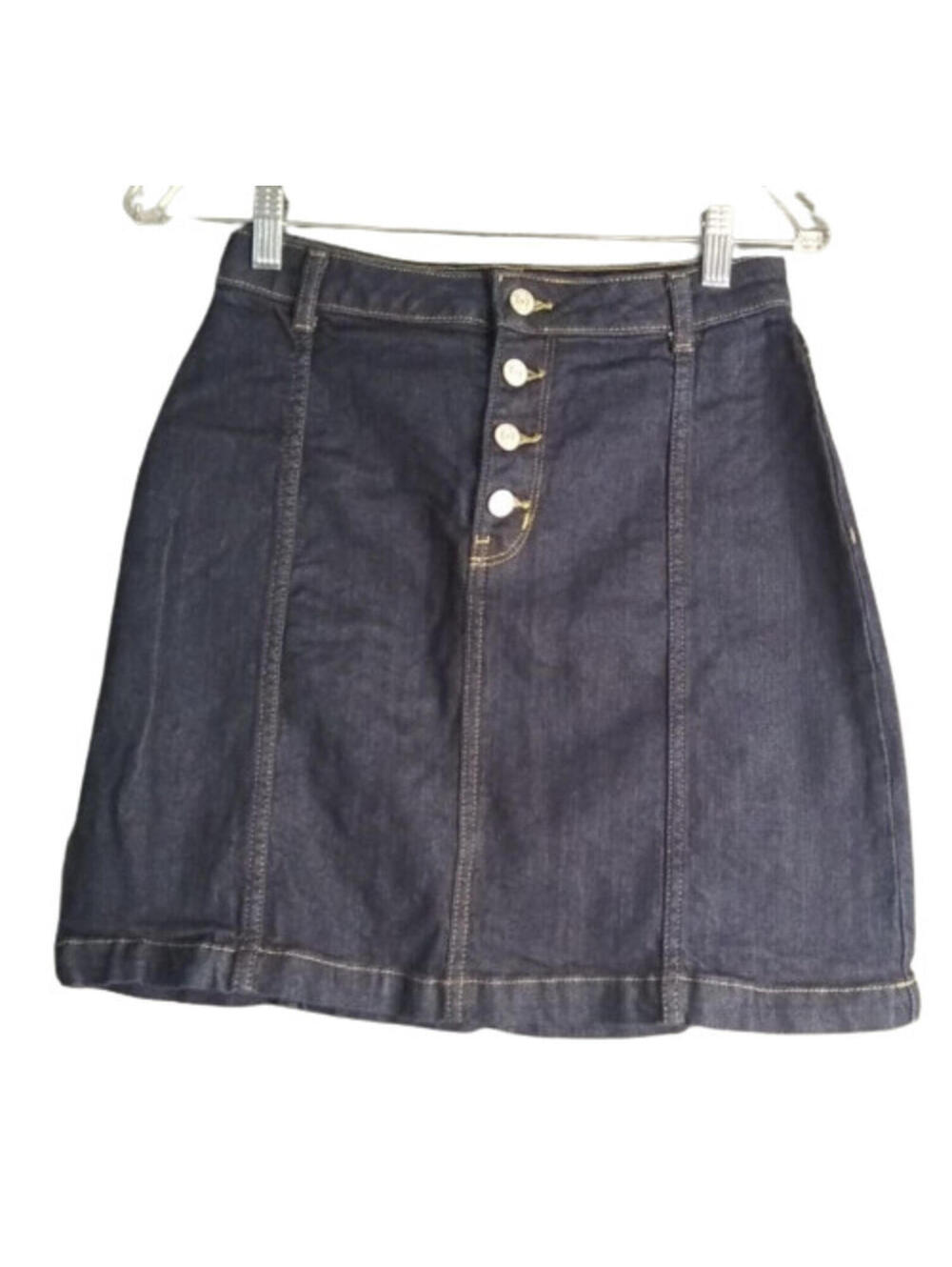 Banana Republic Button Fly Denim Mini Skirt Womens 25/0 Dark Wash Cotton Blend